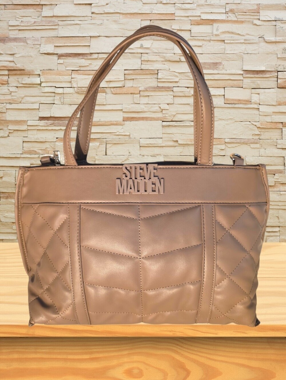 Steve Madden Taupe Quilted Shoulder Bag Convertible Crossbody NWOT